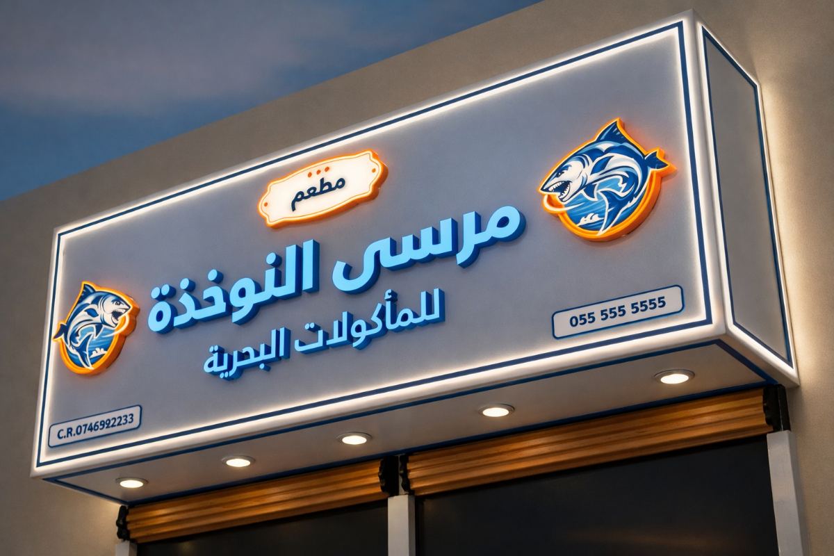 لوحات المحلات والواجهات — نموذج 203 — مصانع التميز للدعاية والإعلان